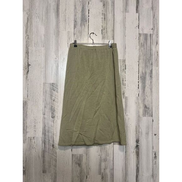 MECO Mode Knit Midi Skirt | Olive Green Stretch Sweater Skirt – Size M Made in G - Picture 1 of 4